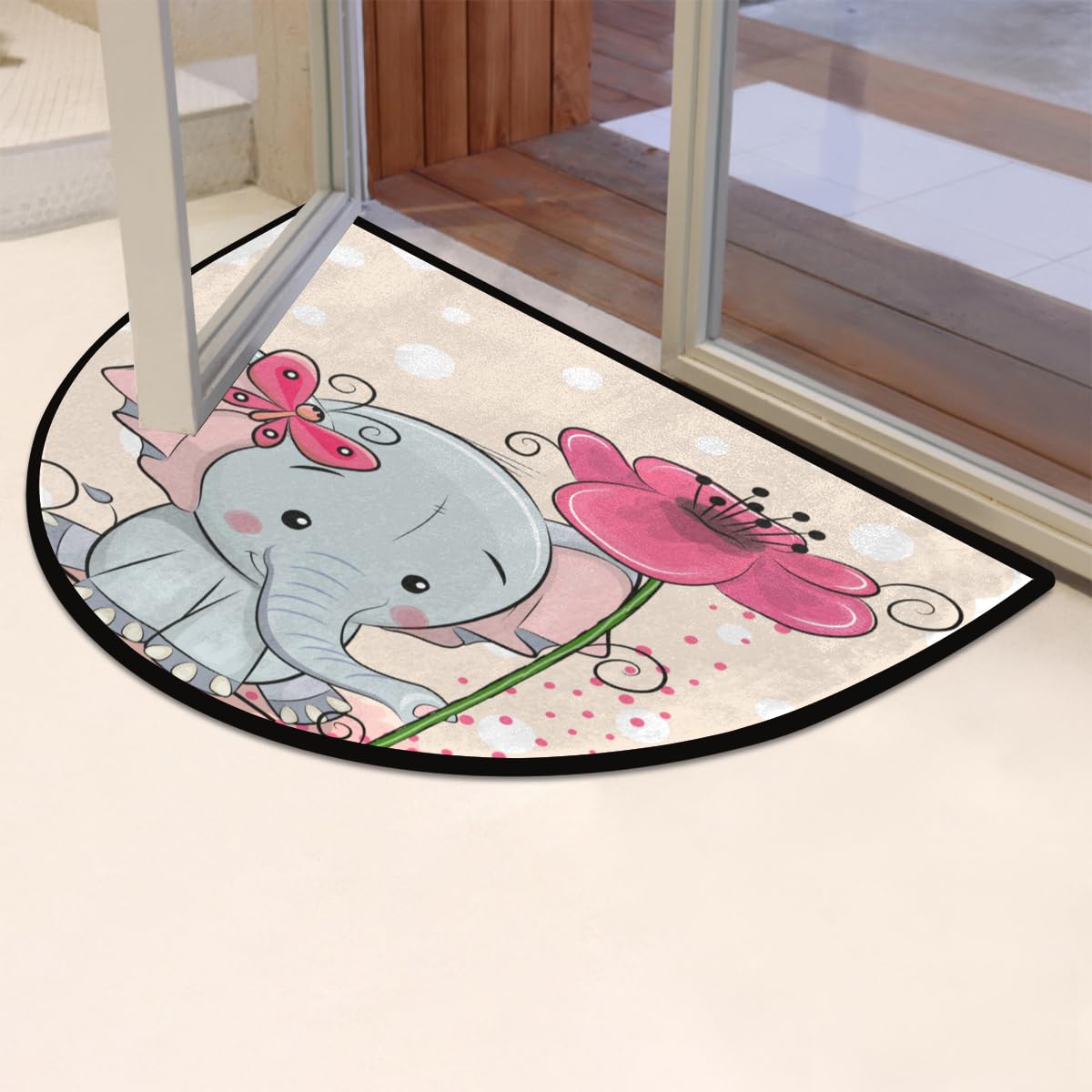 Tapis De Porte D'entrée Lavable 40x60 Cm - Motif Fleurs Et Papillons - Antidérapant - Pour Intérieur/extérieur - 10