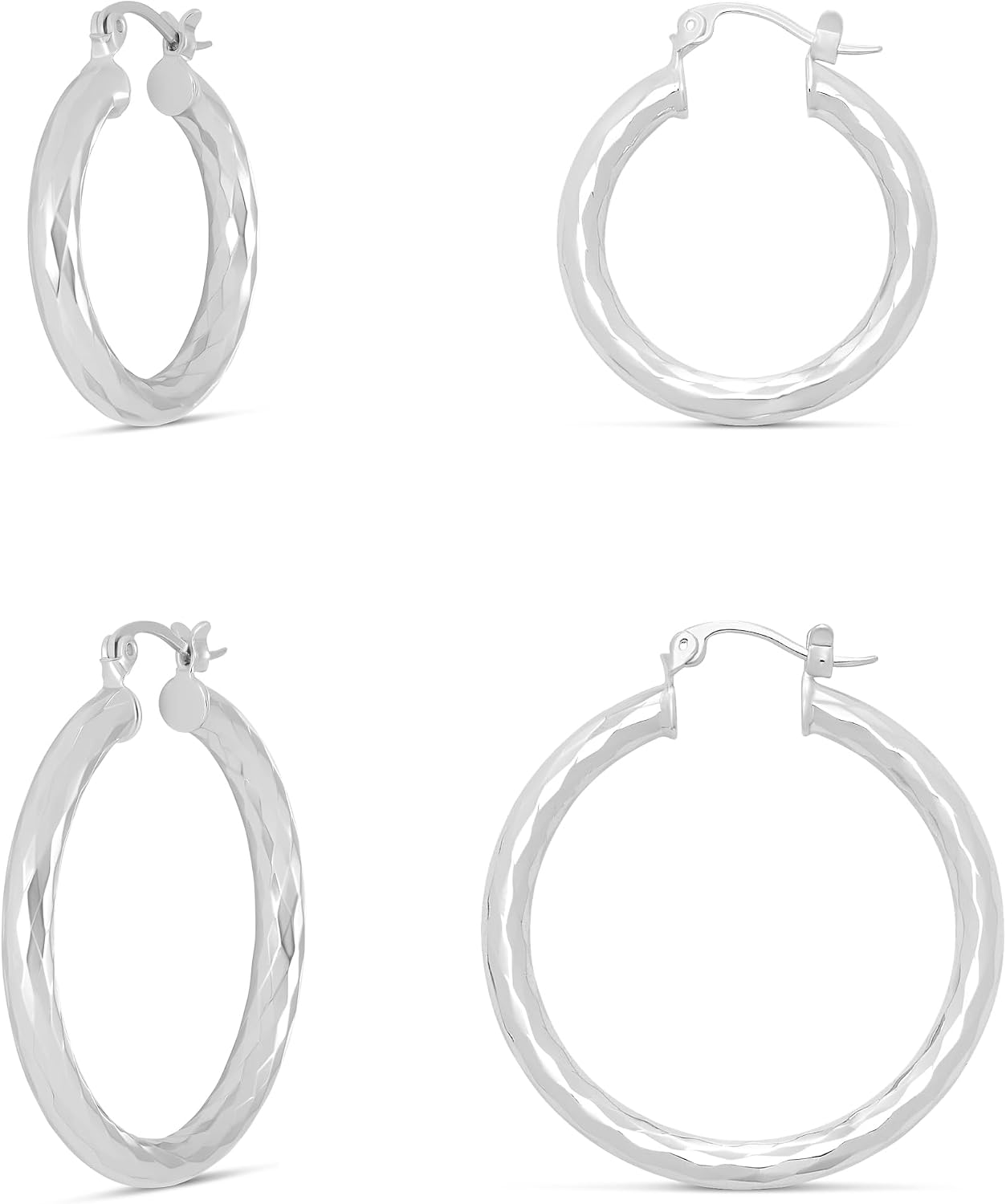 Amazon Essentials Gold Plated and Silver Plated Textured Hoop Sets
