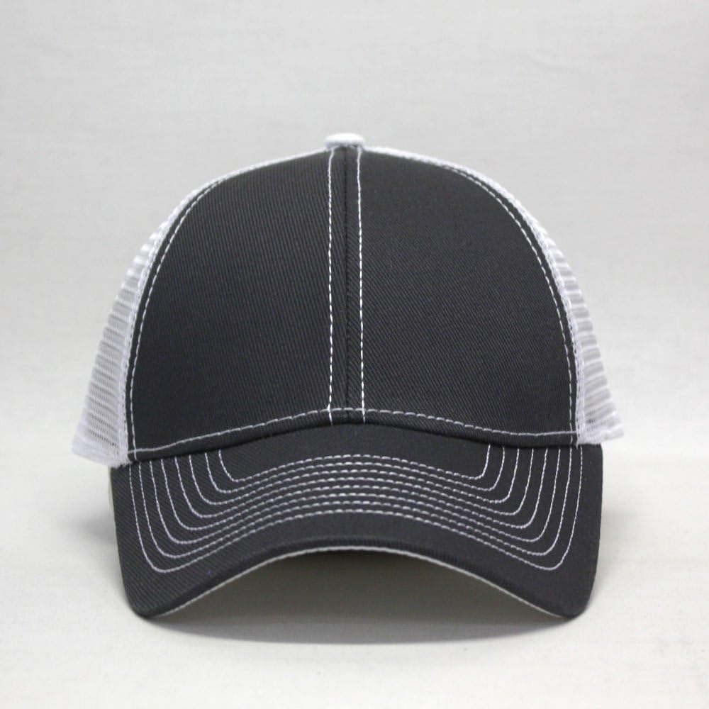 The Vintage Year Plain Two Tone Cotton Twill Mesh Adjustable Trucker Baseball Cap - Image 2