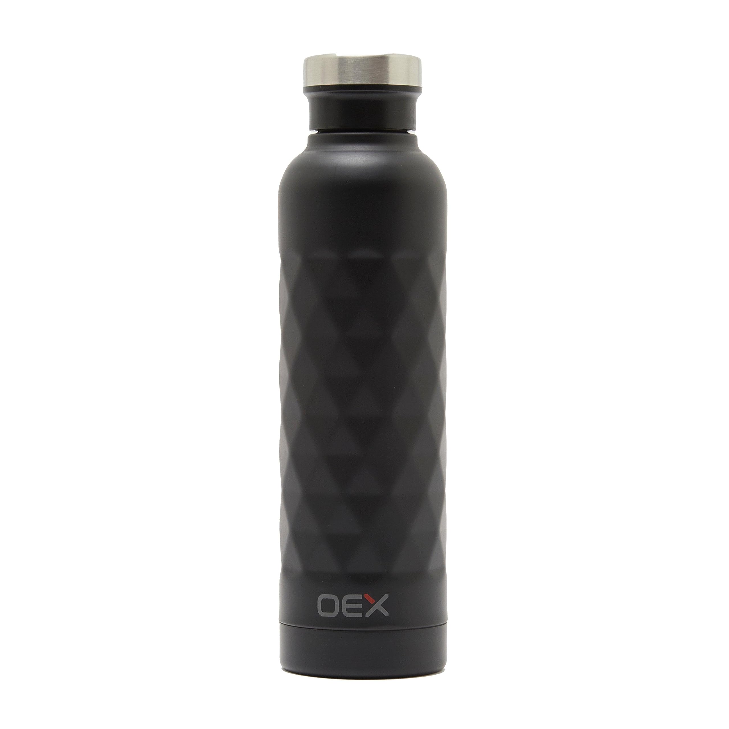 OEX Double Wall Drinks Bottle, Stainless Steel Water Bottle, Thermal Flask, Hydro Flask, Suitable for Hot or Cold Drinks, Black, 500ml