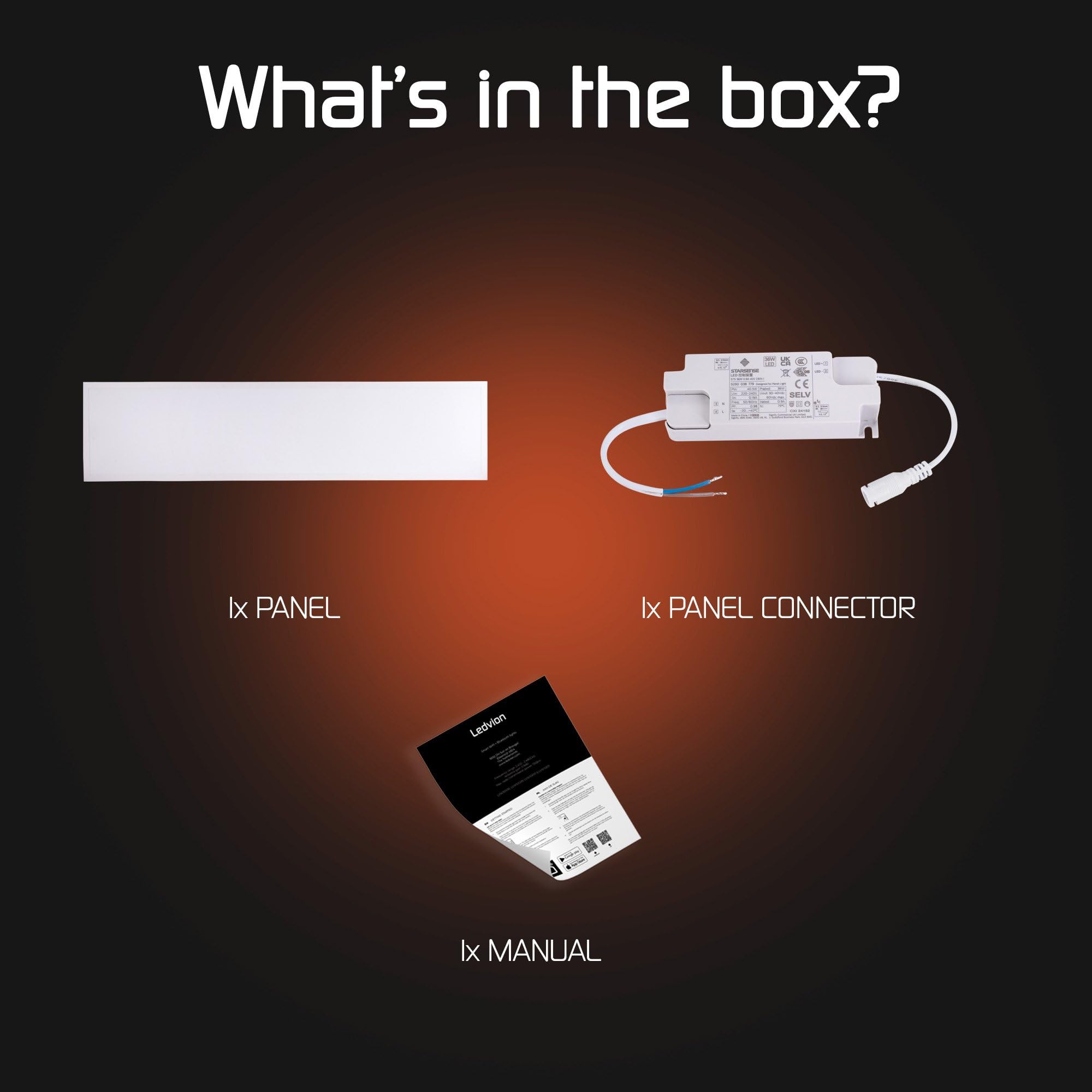 Ledvion Panneau LED 120x30 36W 6000K UGR<22 100lm/W Luminaire encastré