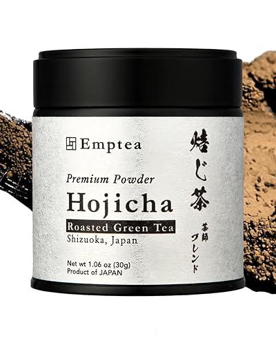 Emptea Polvo de Hojicha prémium para café con leche, mezcla de maestros de té, Shizuoka, sin azúcar, auténtico, japonés, orgánico, tostado, verde en
