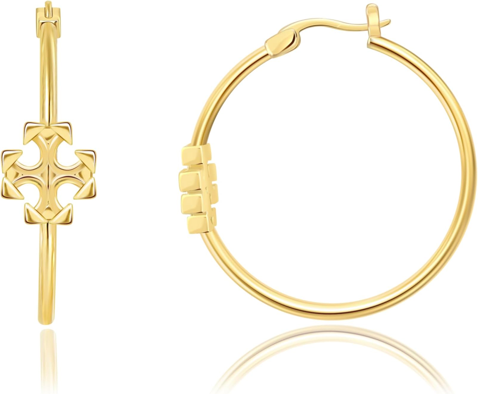 Rose Gold Plated Hoop Earrings Cross Huggies Hoop Earrings for Women Cross Hoop Earrings 35mm