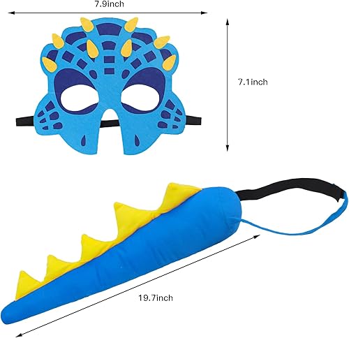 Miniatura 5 de Disfraz de dinosaurio de cola y máscara de dinosaurio para niños, máscara de dragón y cola como dinosaurio de vestir para fiesta