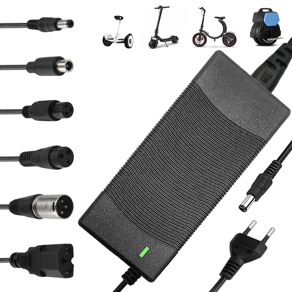 Cargador Patinete Electrico, 42V 2A Cargador Patinete Xiaomi con 6 Conectores, Cargadors Batería para Scooter Eléctrico, Bici Eléctrico, Patinete Electrico Xiaomi M365