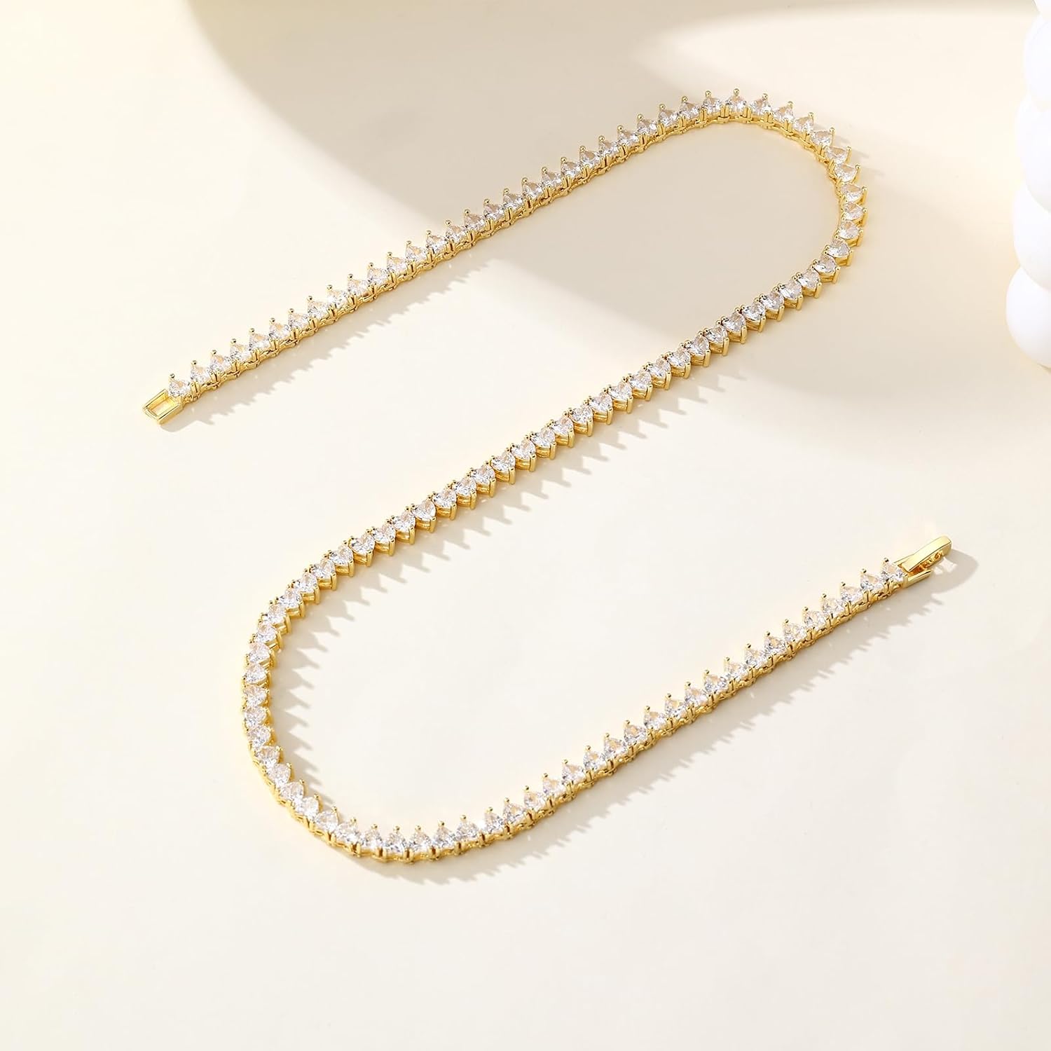 FEEL STYLE Heart Tennis Necklace for Women - 4mm 6mm 18K White Gold Plated Diamond Necklace - Iced Out Choker Necklaces Cubic Zirconia Tennis Necklace 16-18inch - Image 3