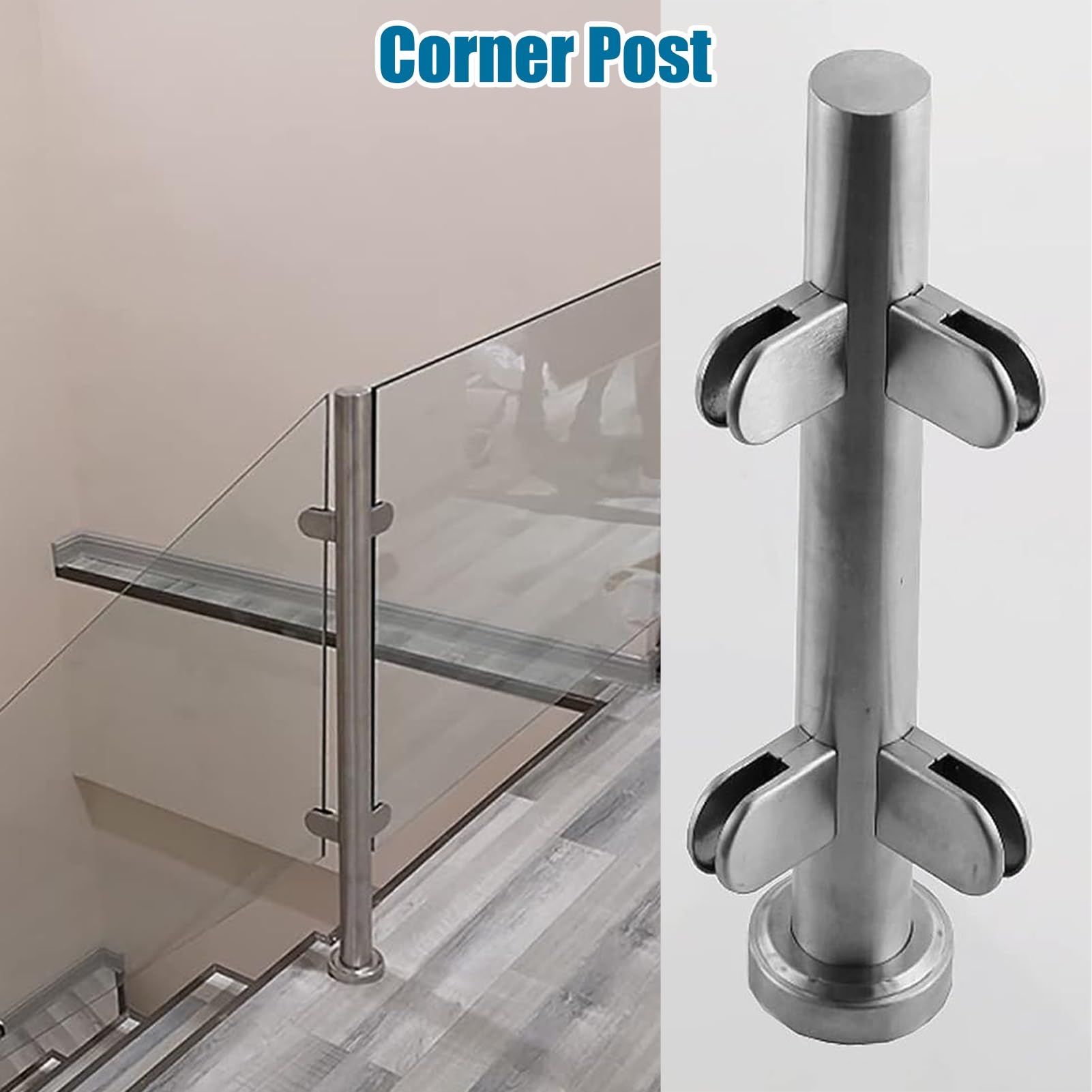 Poteau de balustrade en verre extérieur - Kit de garde-corps en cristal - Support de panneau de verre - Poteau de clôture en verre - Design moderne pour balcon et terrasse (couleur : S)