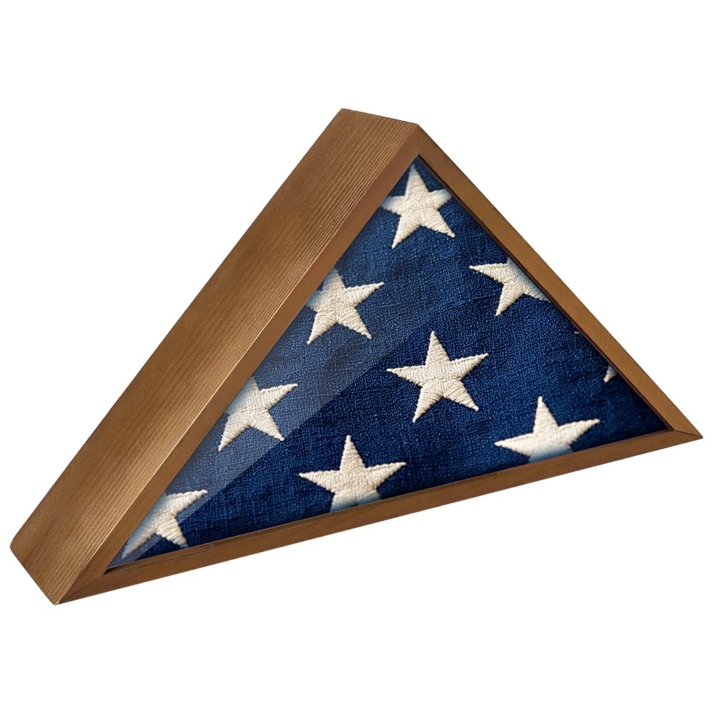 Vitrina de bandera PH PandaHall caja de sombra triangular soporte de madera