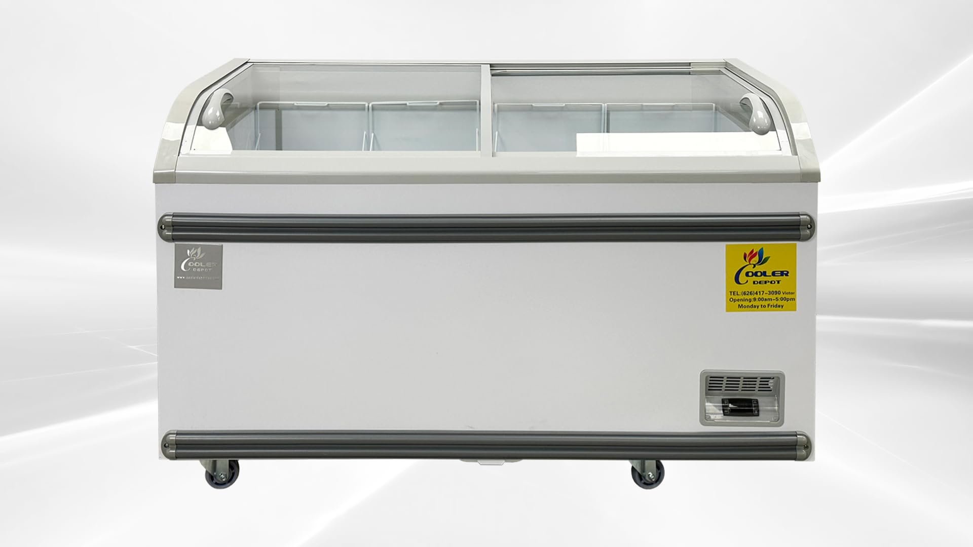 Chest Freezer For Supermarket Glass Sliding Door 58" White Showcase Freezer Curve Display Top W/Storage Baskets - 18 Cu.Ft Sdsc500 on Fridge.com - View 2