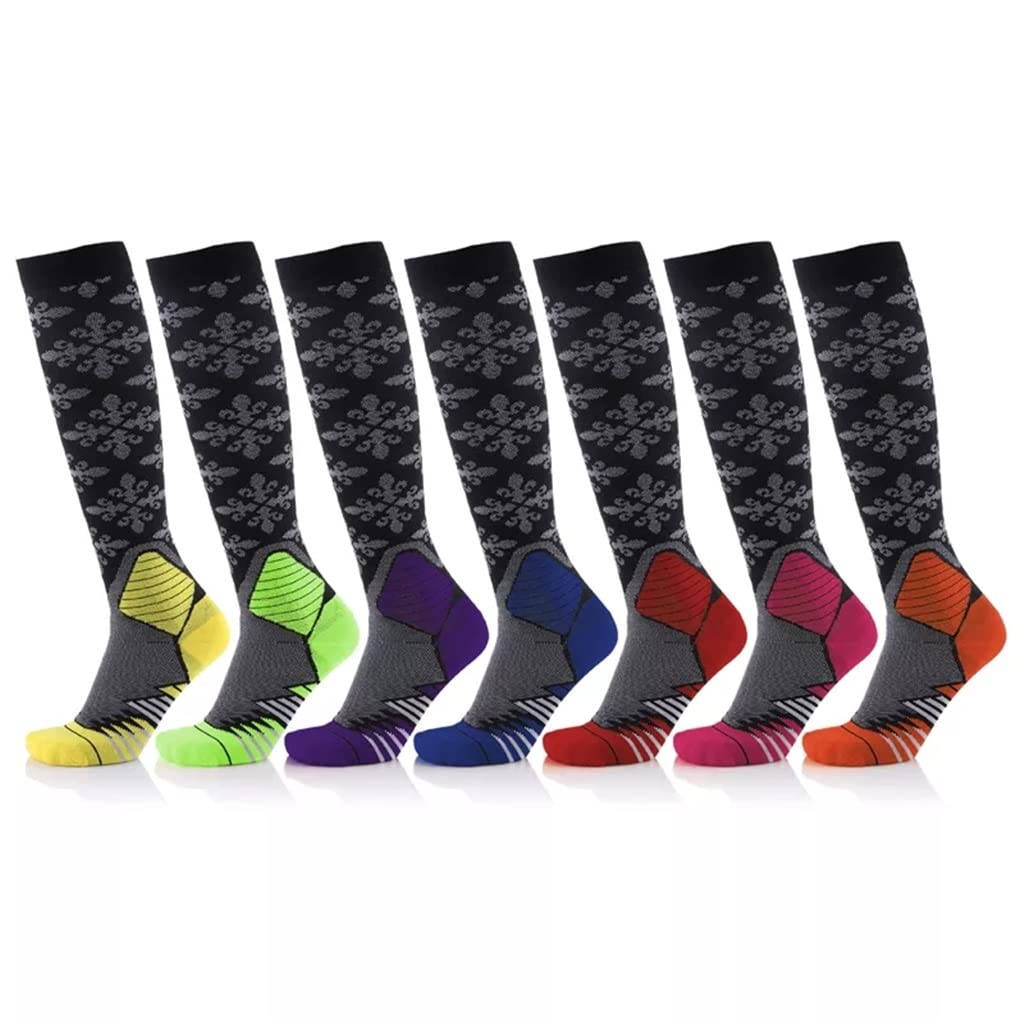 Skarpety 7 kolorów Casual Unisex Miedź Skarpety kompresyjne Kobiety Mężczyźni Kolano Wysokie Stockings Męskie Damskie Miękkie Skarpety Damskie Skarpety Chłopcy (Kolor: Czerwony Rozmiar: Kod S-M)