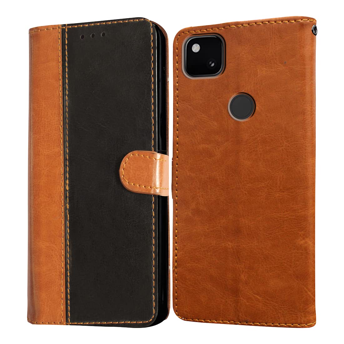Casotec Flip Cover for Google Pixel 4A | Premium Leather Finish | Inbuilt Pockets & Stand | Flip Case for Google Pixel 4A (CamelBlack) (B0BFR8K938) Amazon Price History, Amazon Price Tracker
