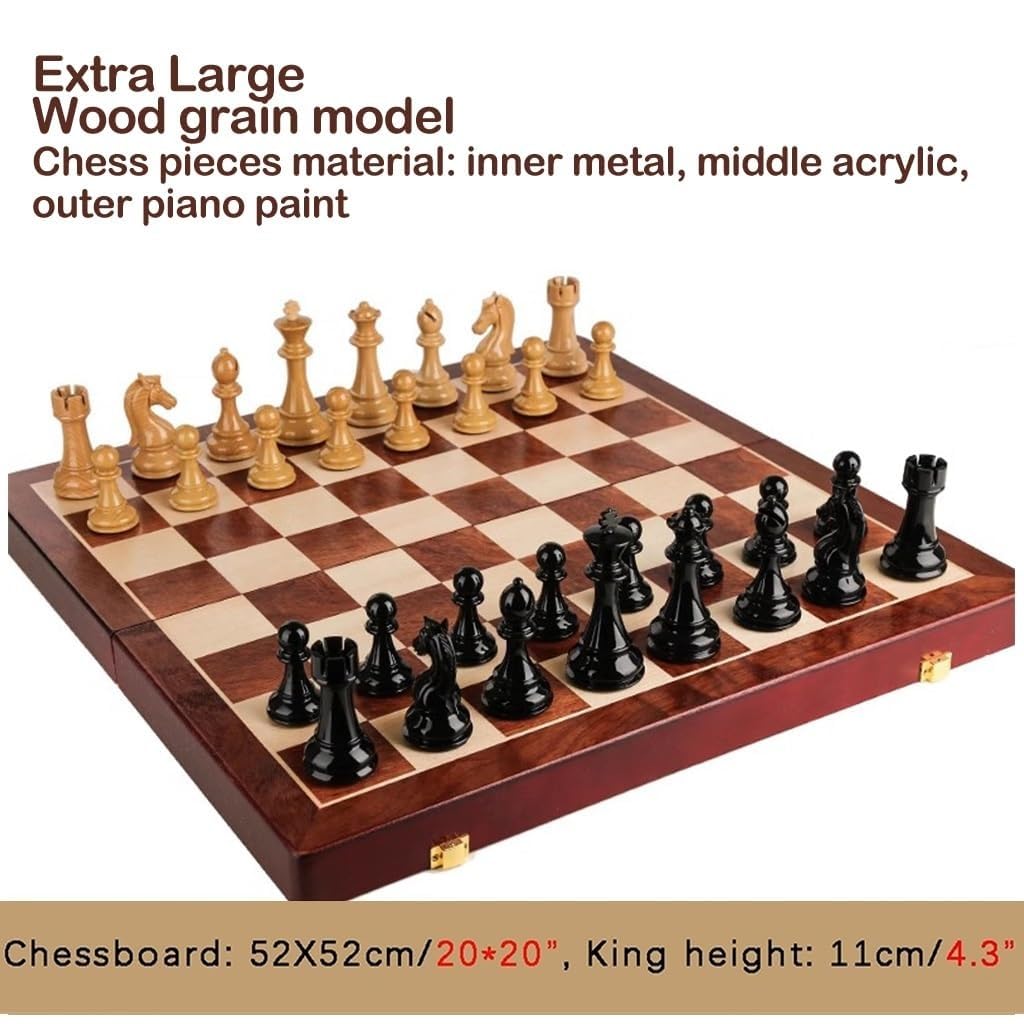 schachspiel Schachset aus Holz mit Aufbewahrungsbrett for Erwachsene und Kinder, 2 Spieler, mit kunstvoll gefertigten Aufbewahrungsfächern for die Schachfiguren