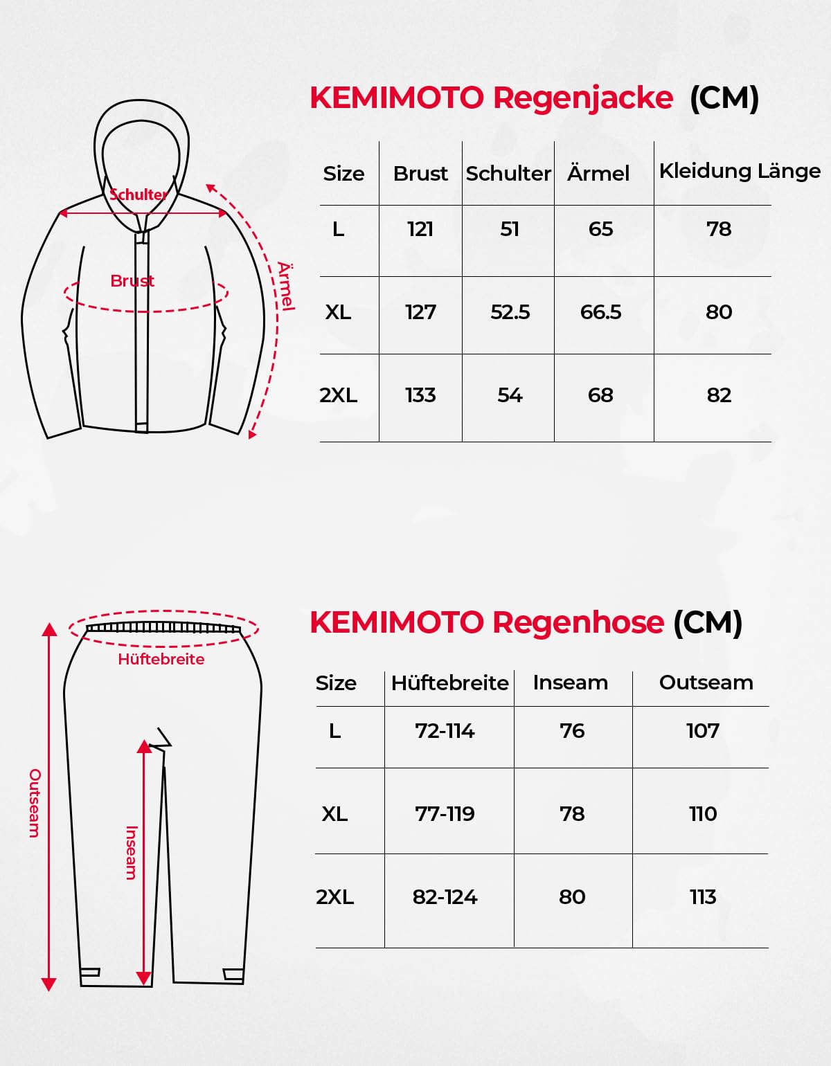 KEMIMOTO Motorrad Regenanzug Herren, 15000MMH₂O Wasserdichter Winddicht Regenmantel, Reflektierender Atmungsaktiv Fahrrad Regenbekleidung, Teilig Regenjacke für Roller Angeln Boot