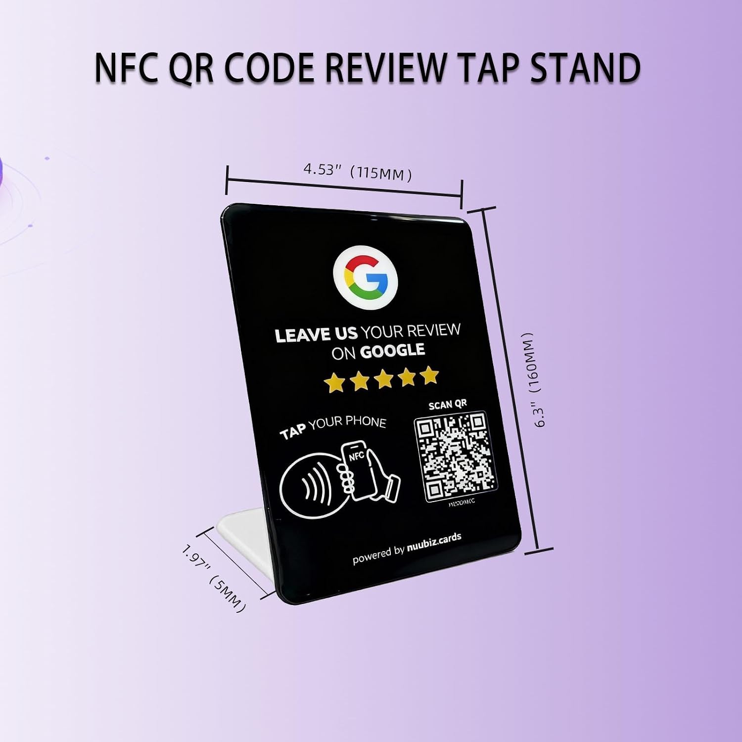 Review Stand for Google with NFC and QR Code (3 Pack), Tap to Review Us Sign, Business Review Card Display with Stand, Large Size 6.3 × 4.53 inches