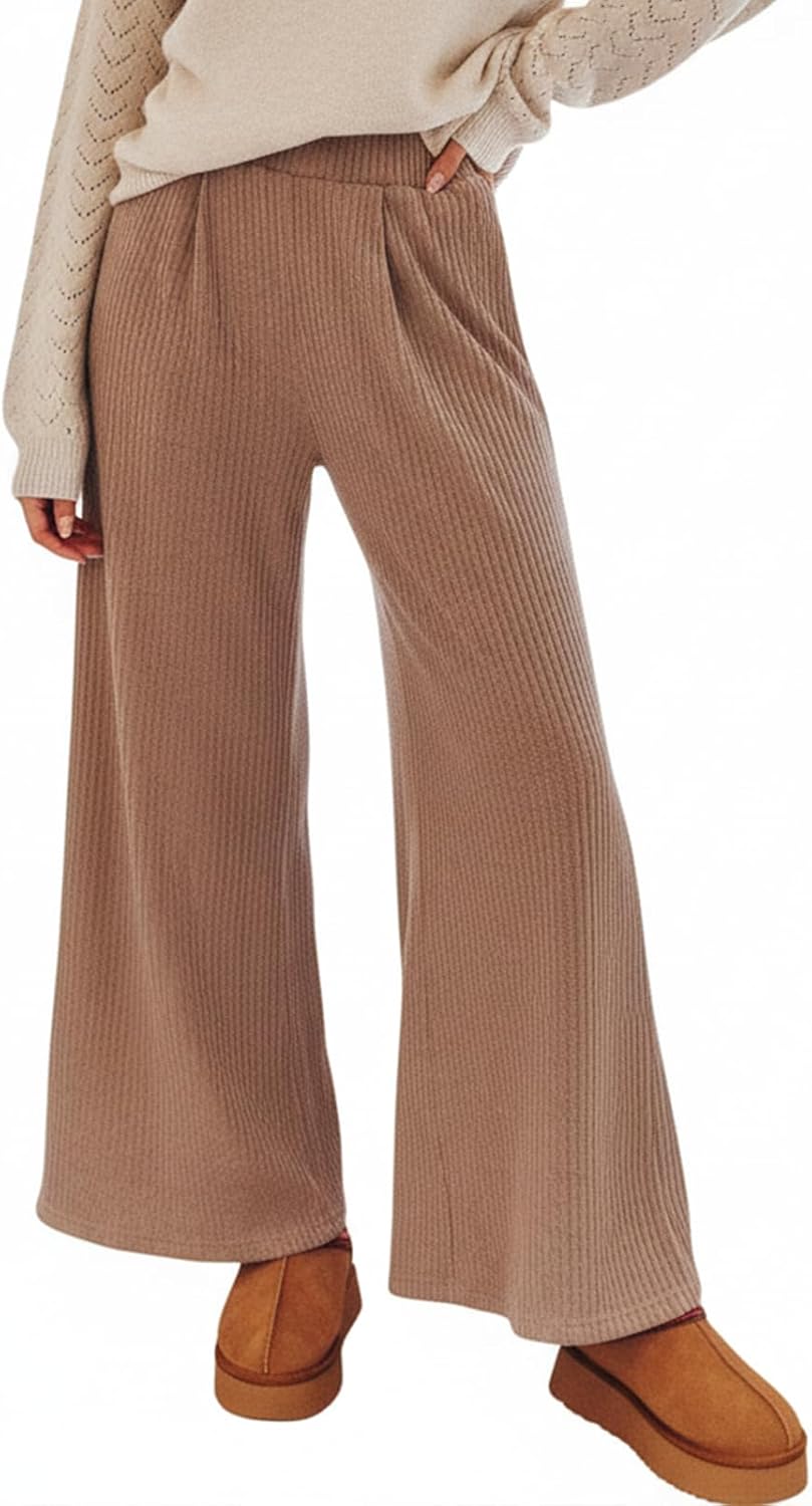 CUPSHE Womens Casual High Waist Wide Leg Pants Loose Fit Fall Pants Trousers with Side Pockets