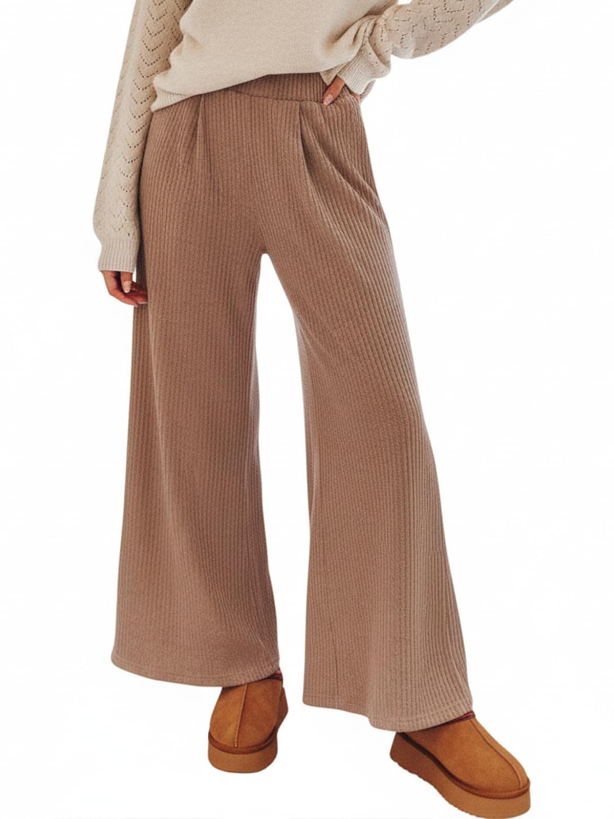 CUPSHE Womens Casual High Waist Wide Leg Pants Loose Fit Fall Pants Trousers with Side Pockets
