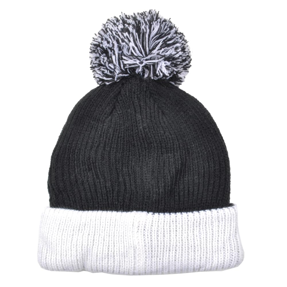 Cappello Ponpon Bicolore con Logo Juventus Applicato in Gomma. Prodotto Ufficiale Juventus 131413