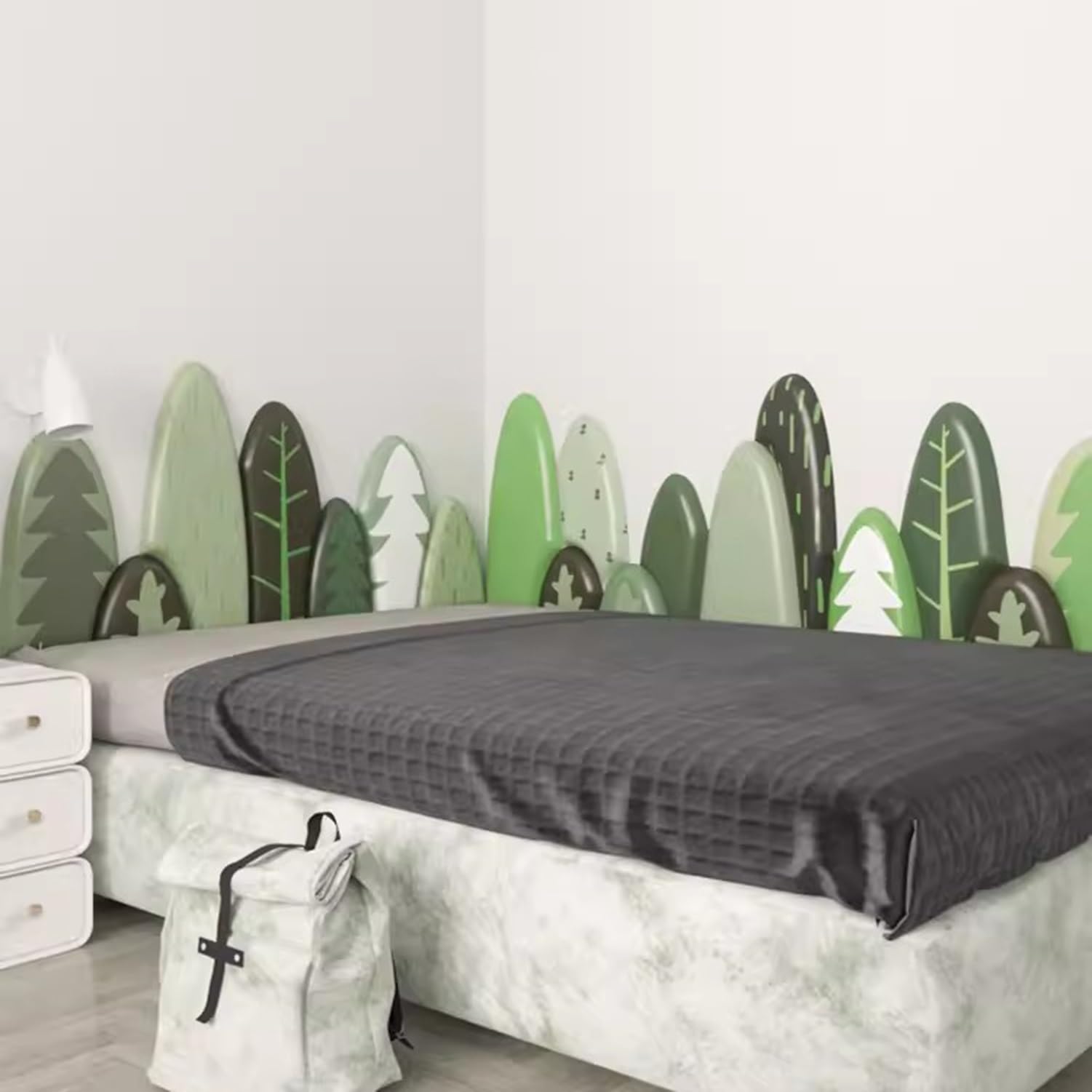 Tête De Lit Tapissée 3D Enfants Anti-Collision Tapis Murale Epaisseur 3.2cm Auto-adhésive Panneau Mural pour Lits De Différentes Tailles(180x50cm)
