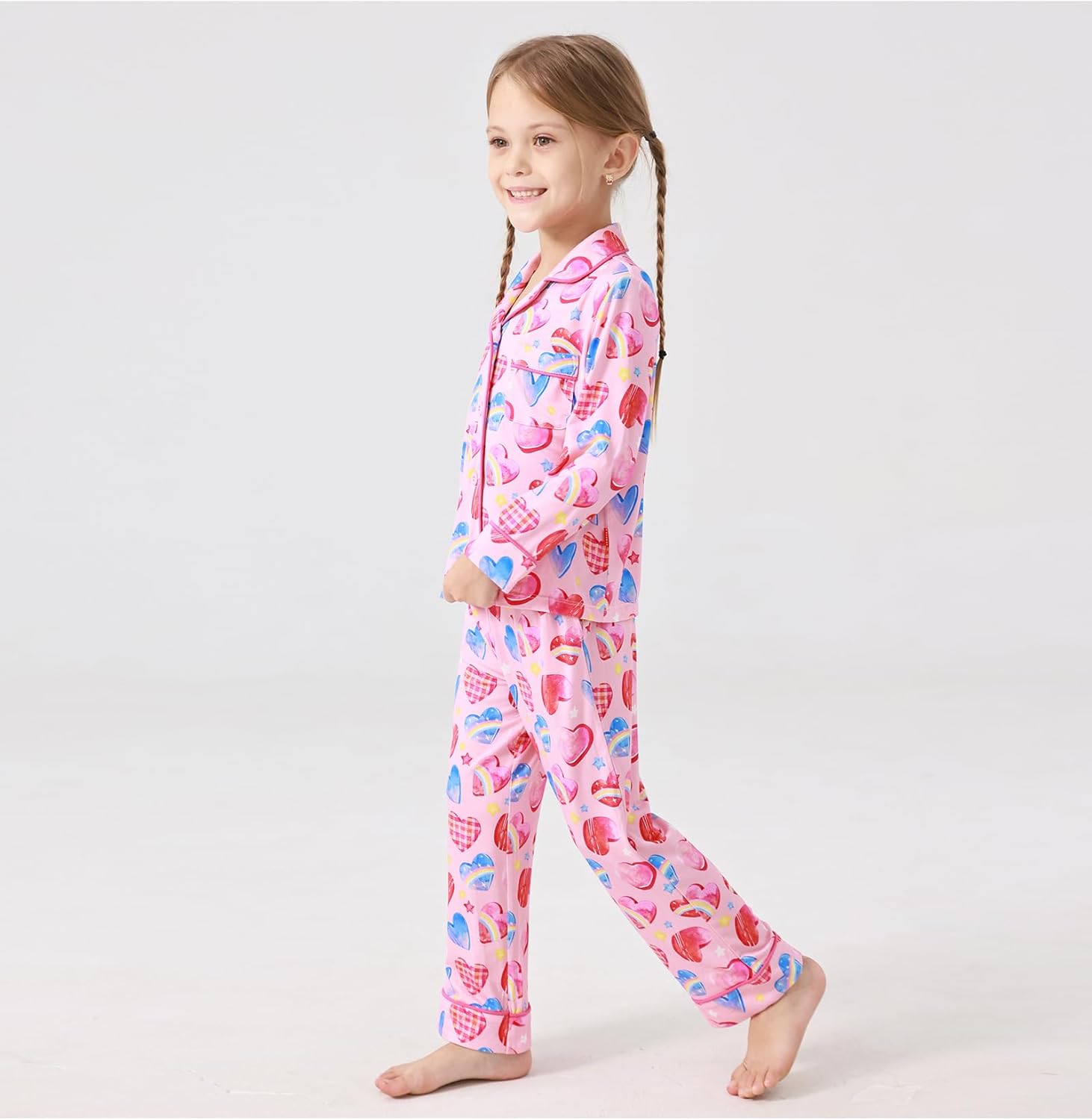 Toddler Girls' Bamboo Viscose Sleepwear Long Sleeve Button Down Girls' Pajama Sets - Image 3