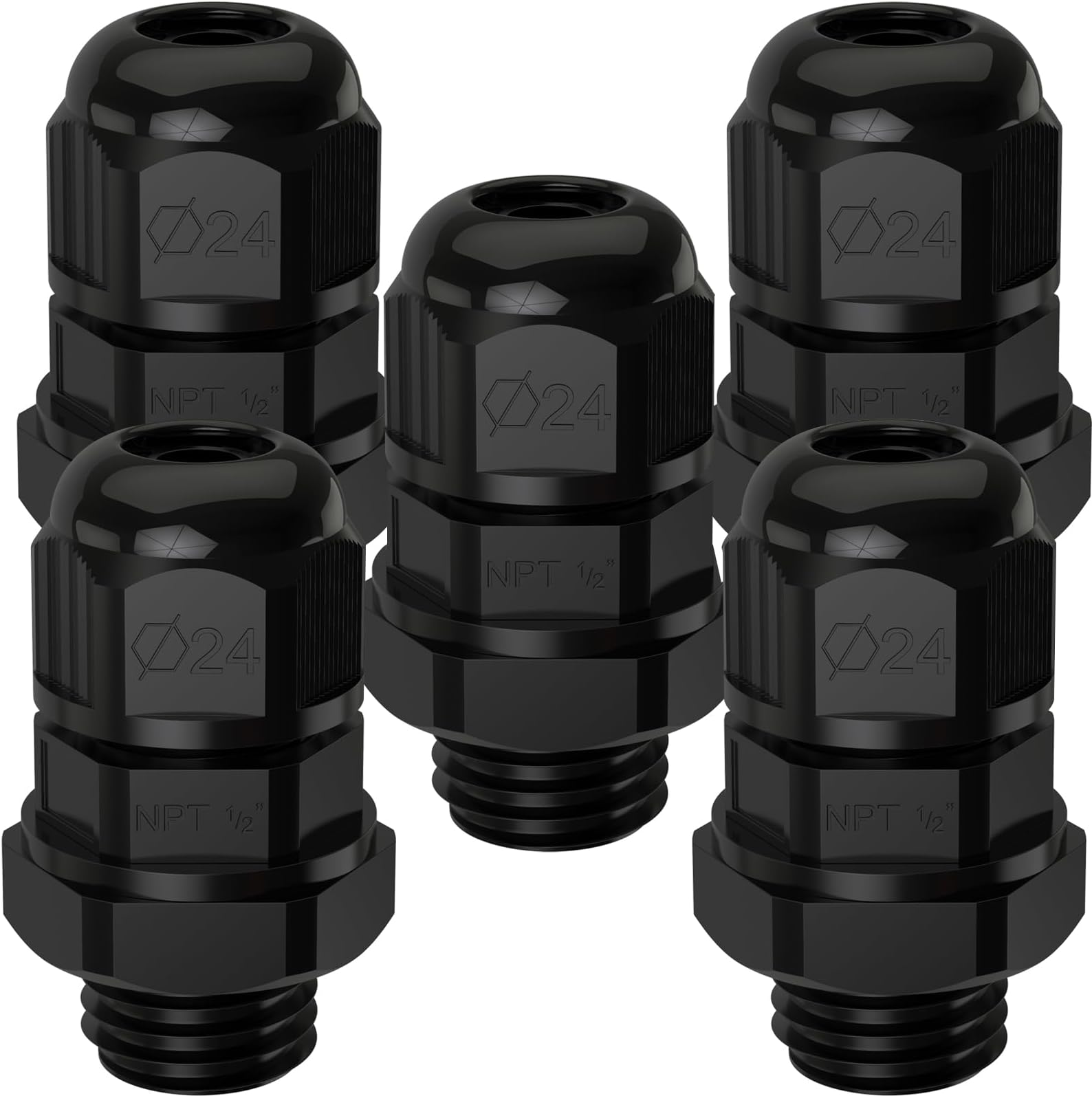 DGQ Cable Glands NPT 1/2 Nylon Plastic Connectors 20Packs Nylon Cord ...