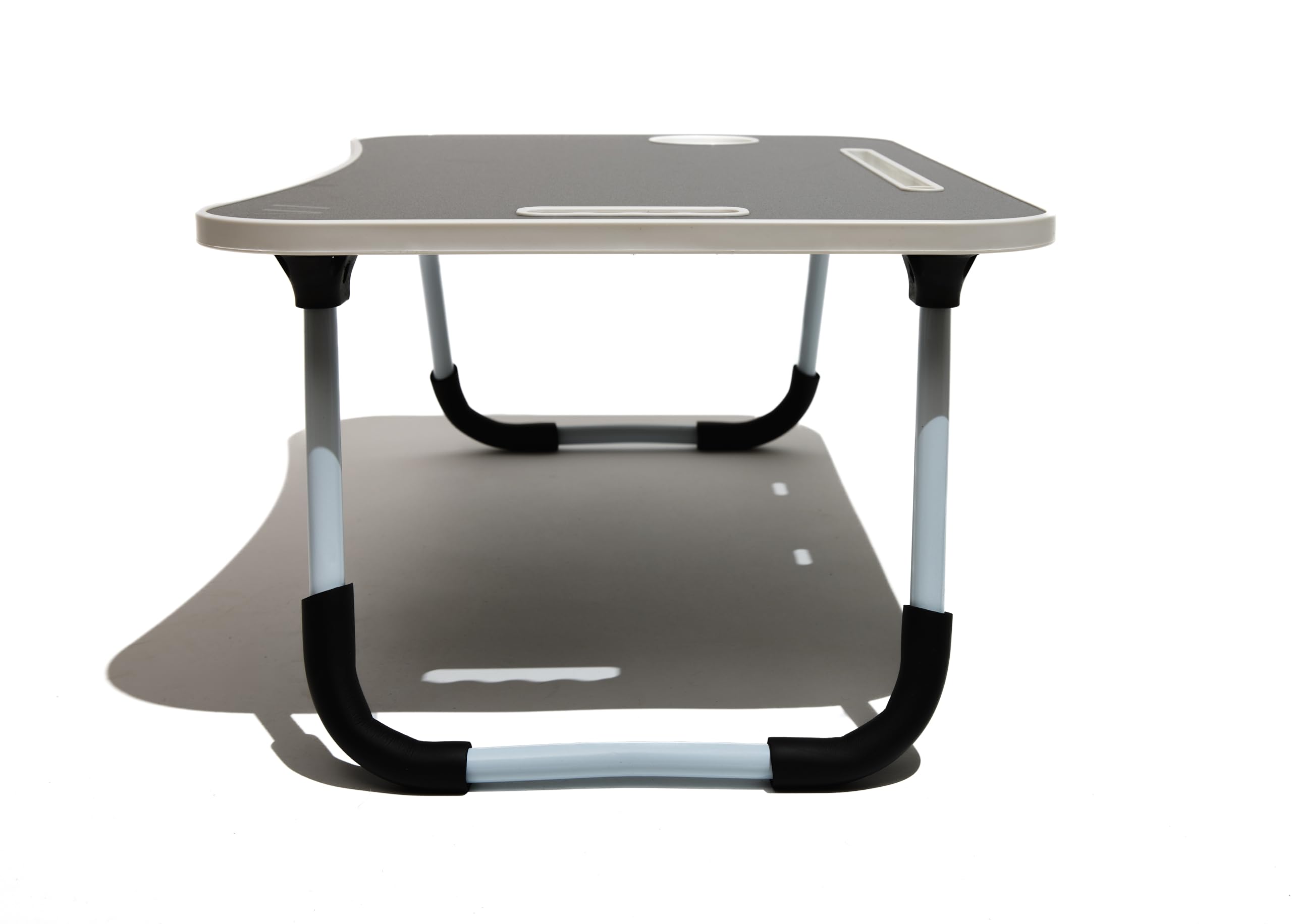Table de Travail Intelligente, Bureau Pliable en Plastique et métal, Pliable avec Porte-gobelets et Support de Tablette, pour lit et canapé, 60 x 40 x 30 cm, Couleur Noire