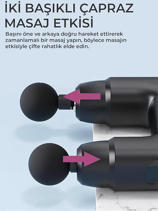 Çift Başlıklı Darbeli Titreşimli Sporcu Şarjlı Masaj Tabancası Spor Aleti