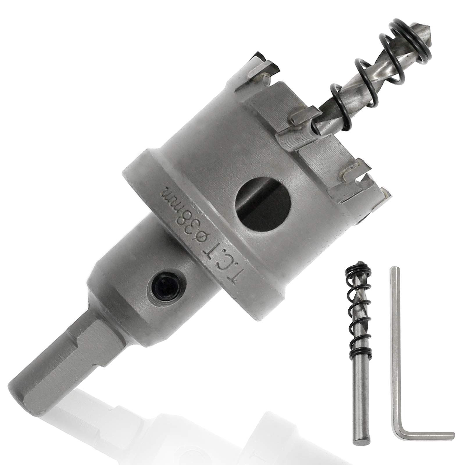 Hordion 1 1/2inch/38mm Carbide Hole Saw Cutter Drill Bit Tooth Tipped TCT Hole Cutter for Stainless Steel Sheet Metal Sheet Plastic FRP Board