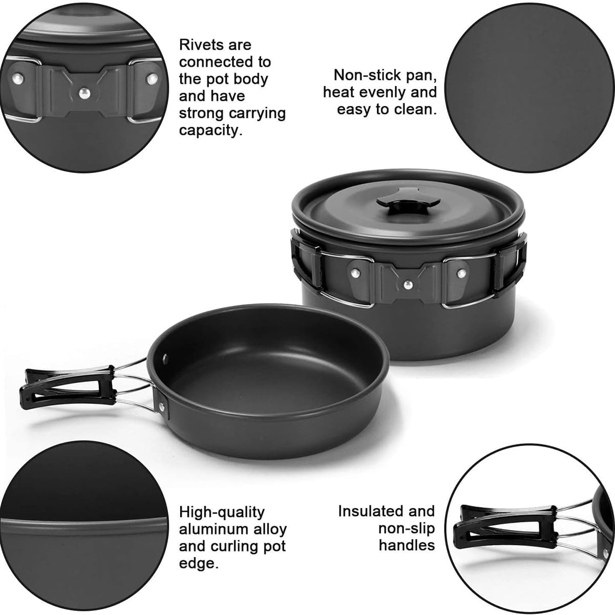 Camping Cooking Utensil Set, Portable Folding Picnic cookware Combination, Outdoor teapot, Suitable for Outdoor self Driving Camping and picnicking