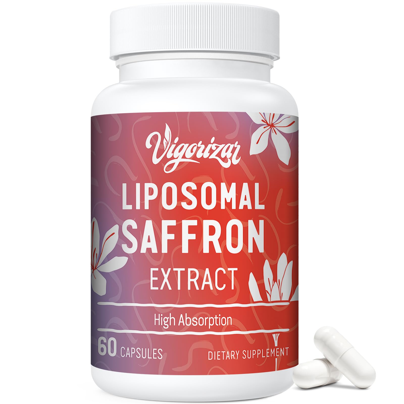 Liposomal Saffron Supplements - 100% Pure Saffron Extract 88.5 mg, Better Bioavailability - 60 Veggie Capsules, Made in USA
