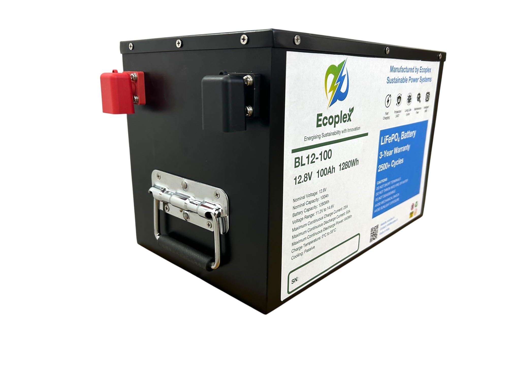 Ecoplex 12.8V 100Ah (1.28kWh Capacity) Lithium Ferro Phosphate Battery Pack Compatible with UPS/Inverters and Solar Panels for Homes and Shops-image-32