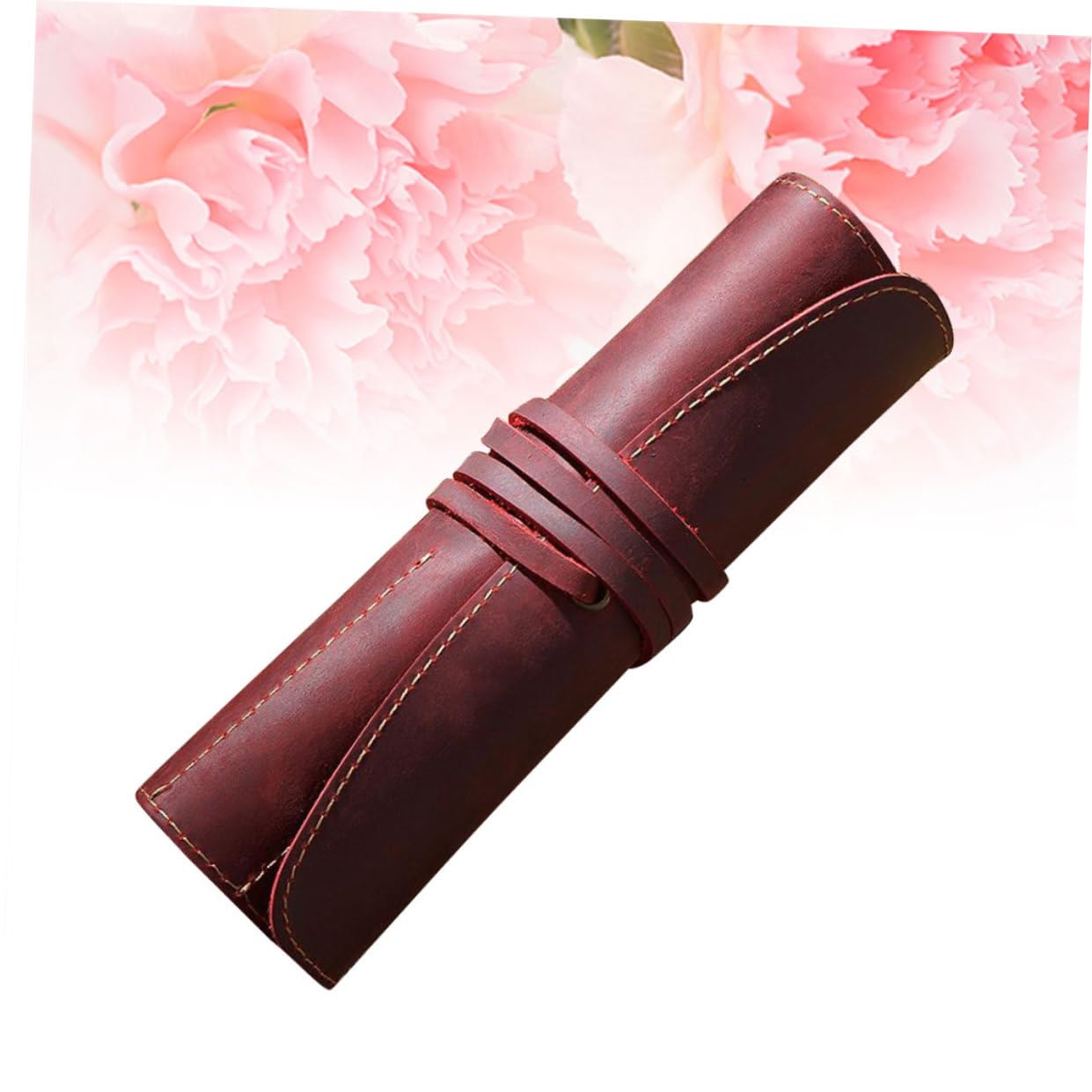 Ciieeo 2piezas Estuche De Cuero Genuino para Bolígrafos y Lápices Soporte Retro De Piel Bolsa De Escritura para Estilográficas y Bolígrafos Rojo Vino