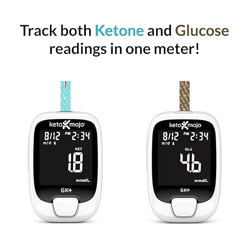 Miniatura 3 de KETO-MOJO GK Kit de prueba de glucosa y cetona Bluetooth  aplicación gratuita para el control de cetosis y diabetes 20 tiras de análisis de sangre