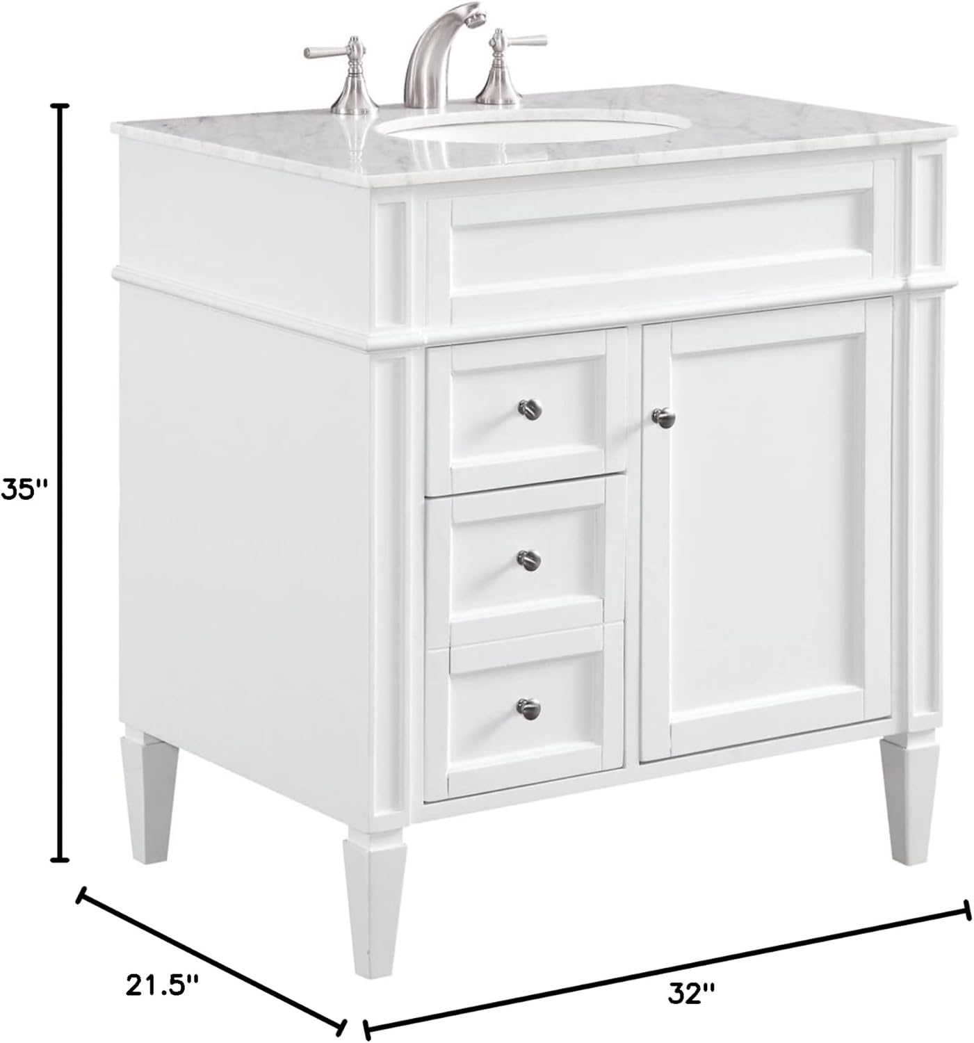 Elegant Decor VF-1024 Single Bathroom Vanity Set, 32", White