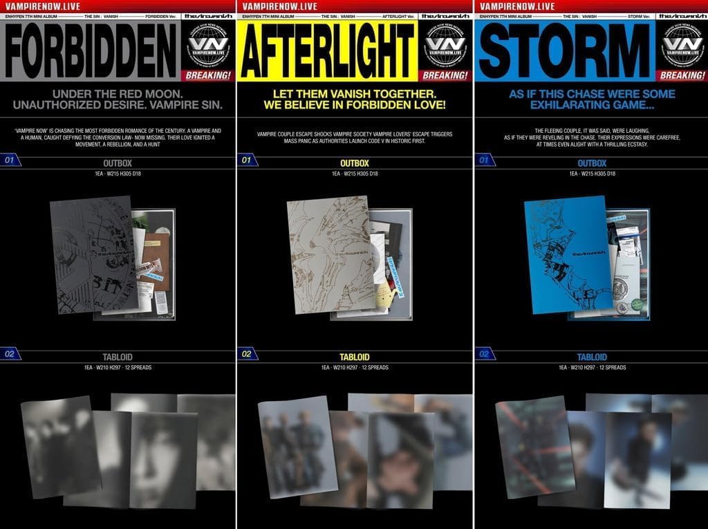 EN-HYPEN THE SIN : VANISH 7th Mini Photobook Album + Extra 3 EN-Photocards (All 3 SET)