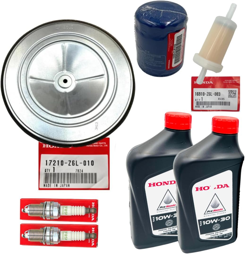 KINDZA Genuine Tune UP KIT for Honda GX630 GX660 GX690 with 2 PK Genuine Oil 08207-10W30,Genuine 15400-PLM-402 Oil Filter,Genuine AIR Filter 17210-Z6L-010, Fuel Filter 16910-Z6L-003 2 PK Spark Plugs