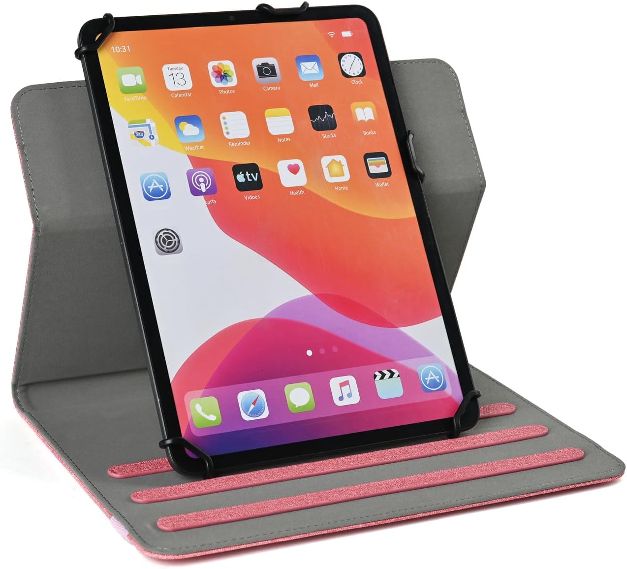 10 inch Android Tablet case, Universal 360 Degree Rotating Multi-Angle Viewing Stand Cover with Pocket,Compatiable with TCL, Samsung,Dragon Touch and More 9.7" 10.1" 10.9" 11" Tablet (Pink)