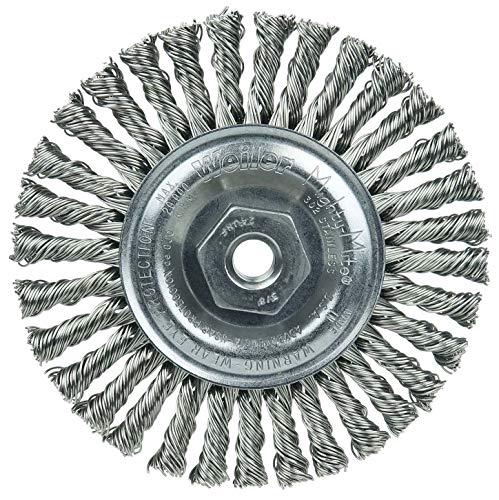 Image of Weiler 13135 Dualife 3 /8 inch-24 Arbor, 0.020 inch Wire Size, 4 inch Diameter, 3 /16 inch Face Width, 302 Stainless Steel Bristles, Very Narrow Face, Stringer Bead Twist Knot Wire Wheel Brush