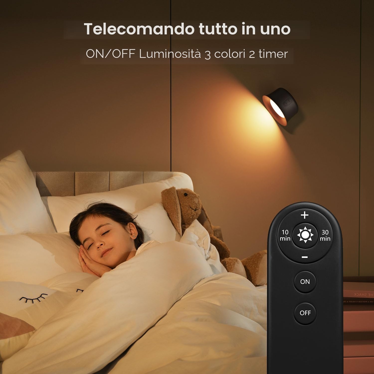 FULEN Lampada da Parete a LED, Lampada da Parete Touch Telecomando 3 Colori Luminosità Dimmerabile 3200mAh Batteria Ricaricabile Faretti da Parete Ruota di 360° Lampada Magnetica