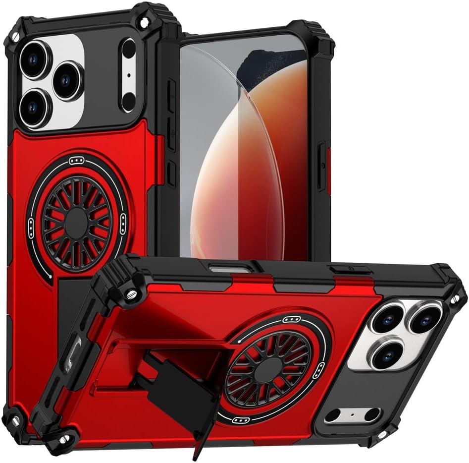 Flip Case for iPhone 17 Pro Max/17 Pro/17 Air/17,Full Coverage Protection Wallet Leather Cover Magnetic Ring Holder Stand RFID Blocking Shockproof Protection Shell(Red,17 Pro Max)