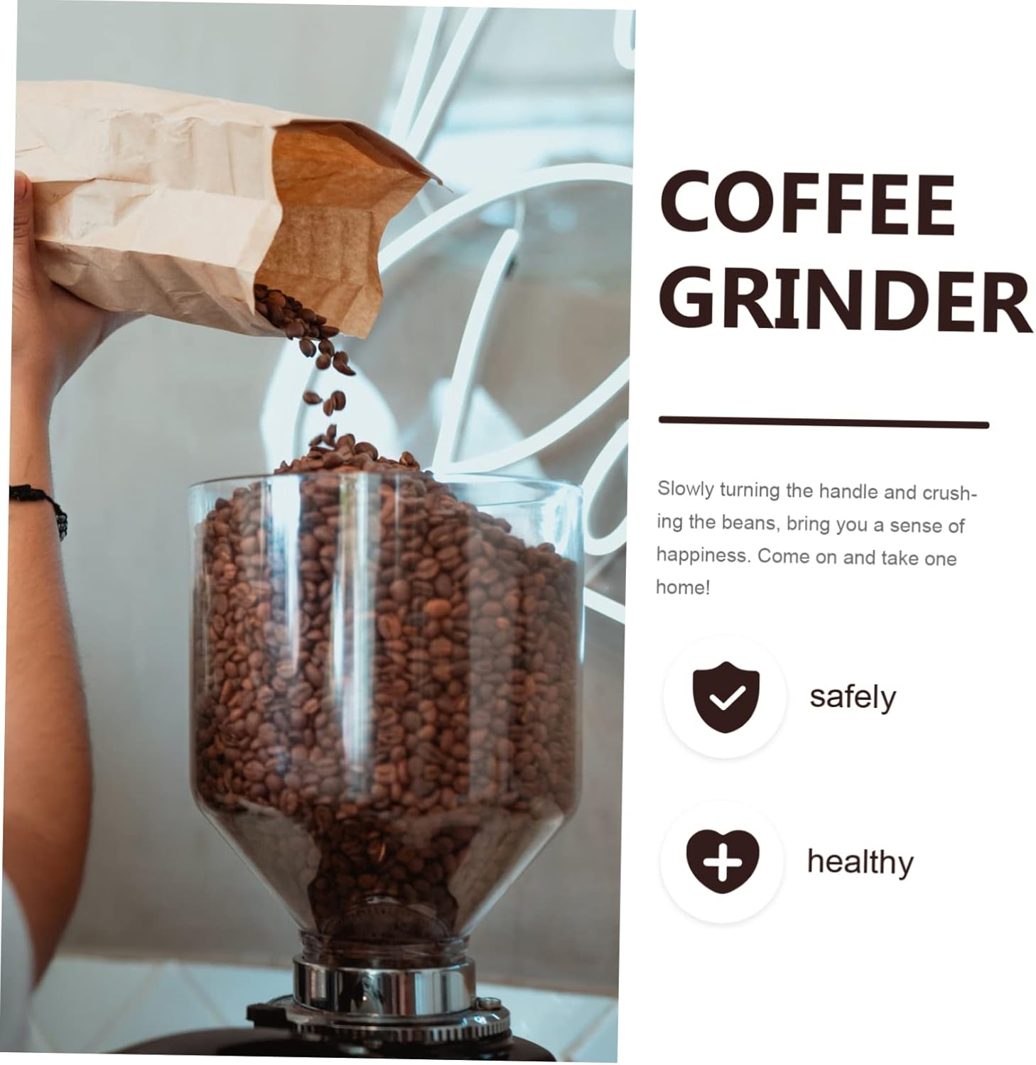 1pc Portable Hand Coffee Grinder Detachable Manual Coffee Mill for Camping Office and Home Use Easy to Operate Grind Settings Compact and Convenient Design Brown