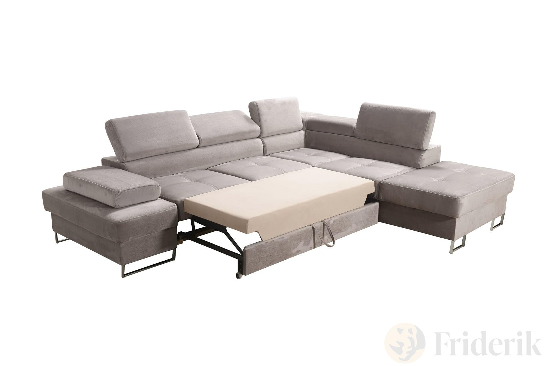 Canapé d'angle Galaxy 225 x 280 cm en cuir véritable, avec fonction couchage et coffre de lit, appuie-têtes et accoudoirs réglables, canapé d'angle droit ou gauche, design moderne (noir, droite)