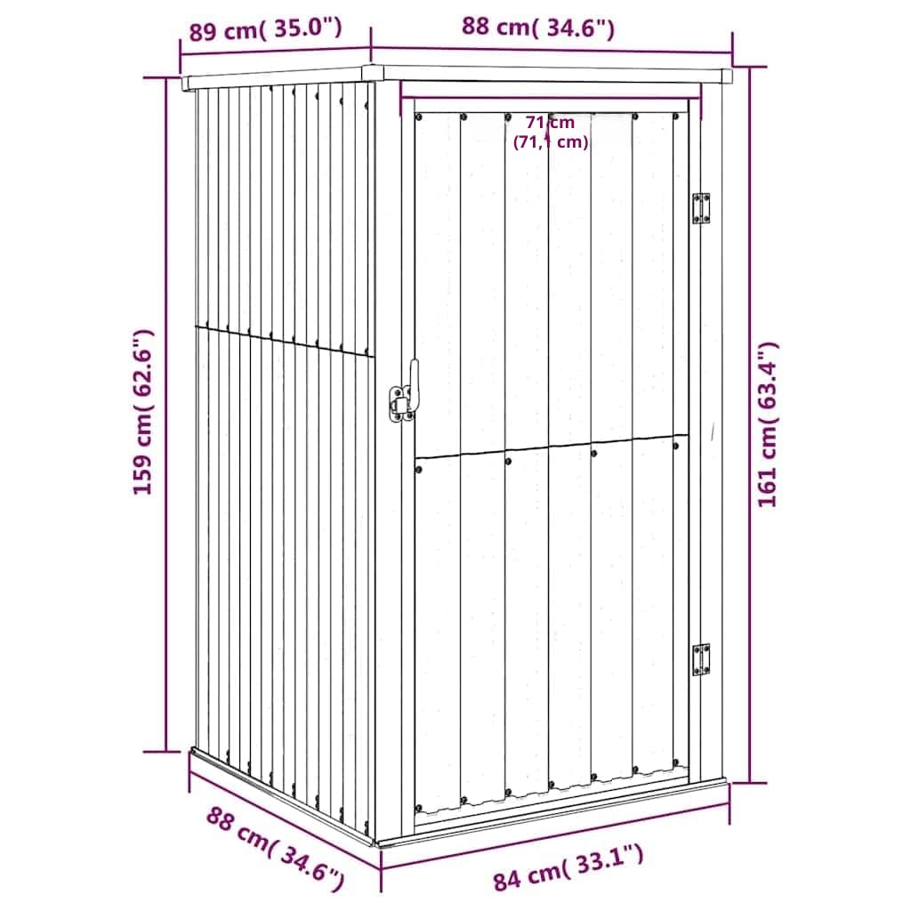 vidaXL Gartenschuppen Verzinkter Stahl Anthrazit 88x89x159 cm Abschließbarer Außenschrank Wetterfest