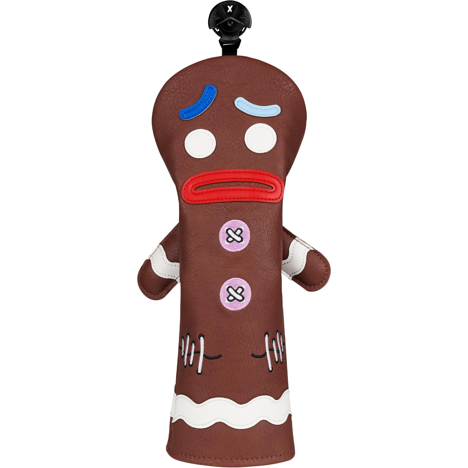 LZFAN Funny Golf Club Head Cover Driver Headcover Fairway Wood Headcover Hybrid Club Head Cover Dark Brown Monster Cookie (Fairway) — image 1