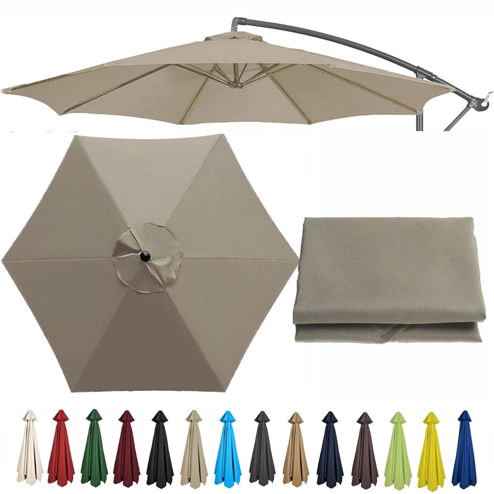 Zapasowy pokrowiec na parasol tarasowy – baldachim 2,7 m / 3 m, ochrona przed promieniowaniem UV, pasuje do 6 i 8 żeber, trwała tkanina odporna na warunki atmosferyczne