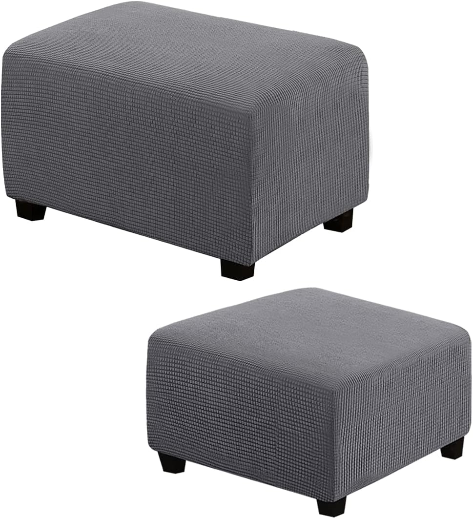 H.VERSAILTEX Rectangle Ottoman Slipcover X-Large Bundles Square Ottoman Slipcover, Gray