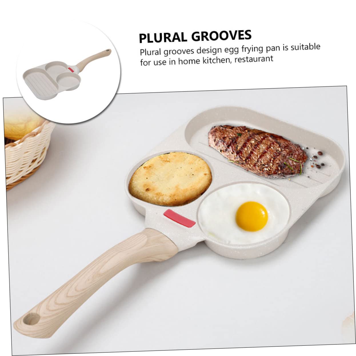 Padella Veloce per Lega Alluminio di Beige in e Multiuso Pancake Resistente Antiaderente Forma Rotonda per Cucina e Campeggio per Frittate e Colazione