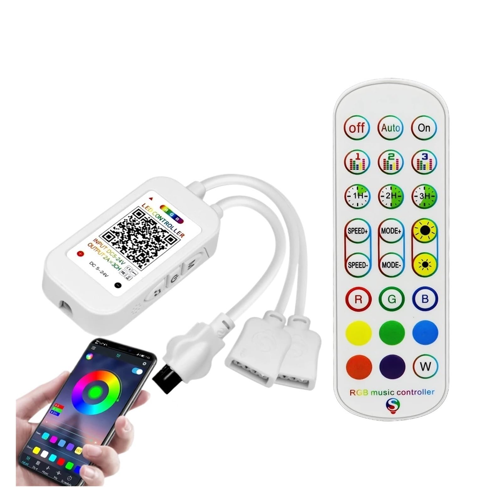 Contrôleur LED 4 broches DC12V/24V anti-scintillement avec télécommande
