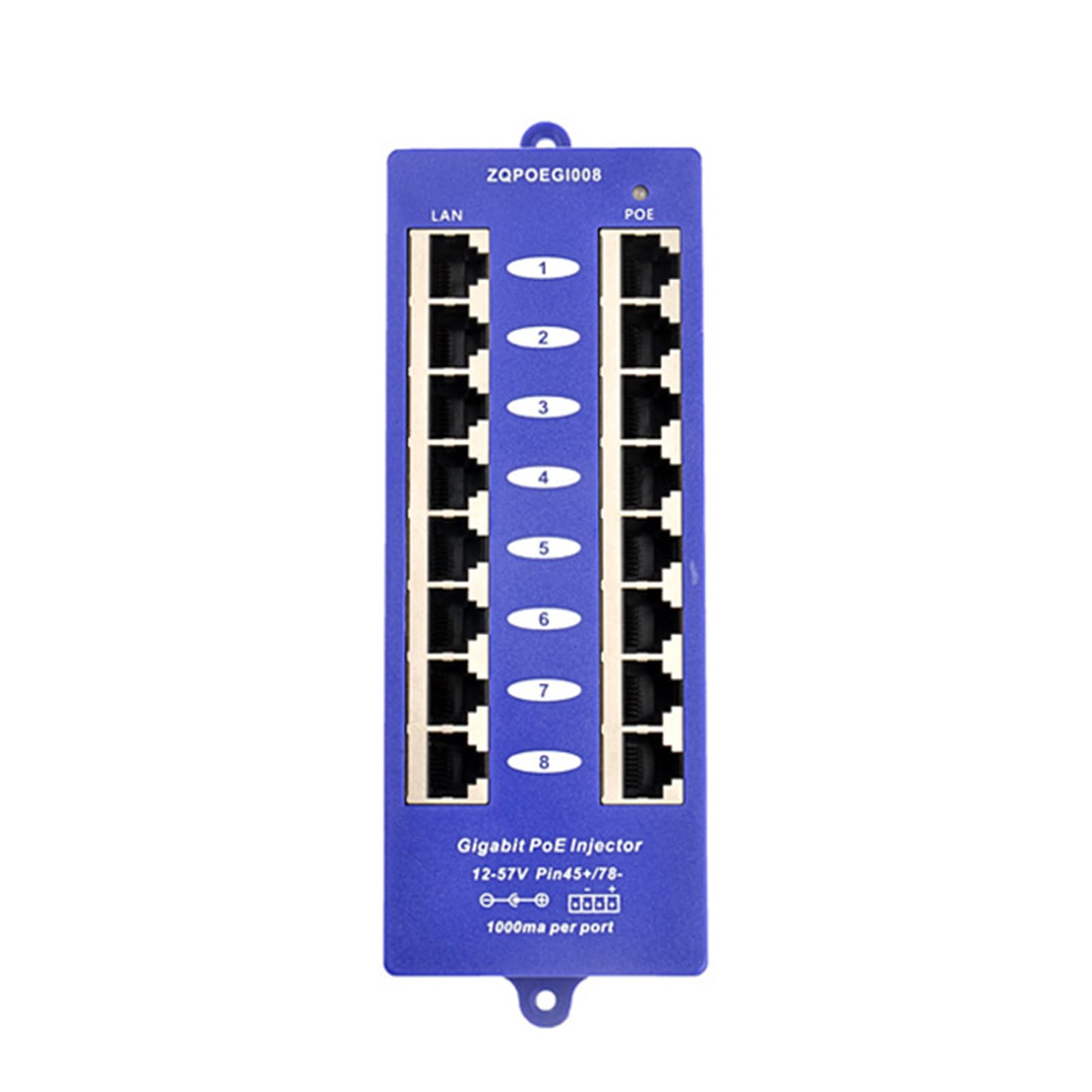 Iniettori Power Over Ethernet a 8 Porte salvaspazio, PVC | dispositivo salvaspazio supporta la trasmissione dei dati per i punti accesso delle fotocamere