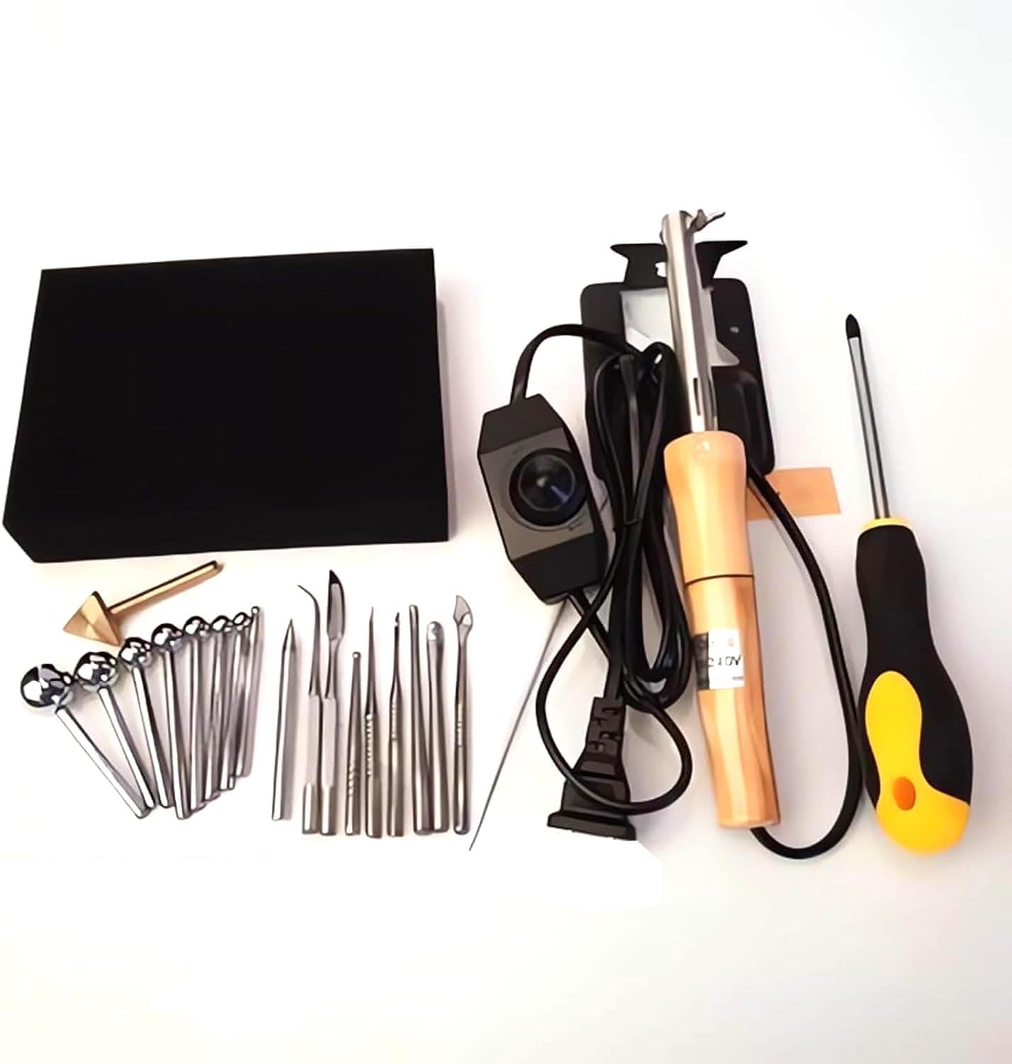 Electric Fabric Flower Making Tool Kit, Fabric Flower Maker Set, Heads Fake Flower Making Tools, Electric Artificial Flower Clover Soldering Iron with