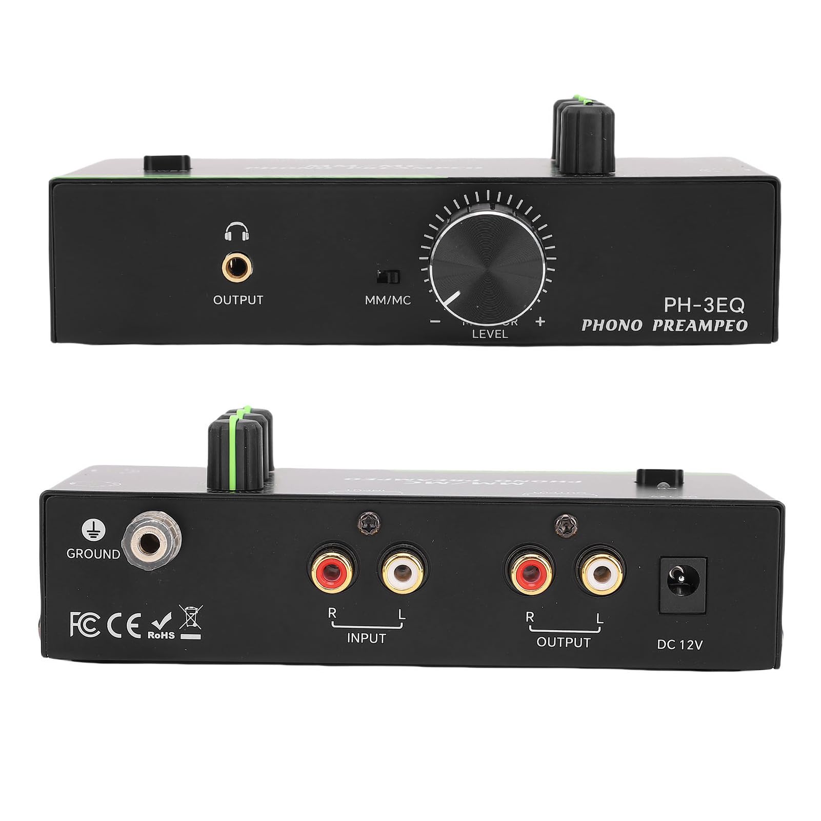 Préampli Phono MM MC Professionnel avec Entrée XLR 5 Broches, Égalisation Réglable pour Platines Vinyle